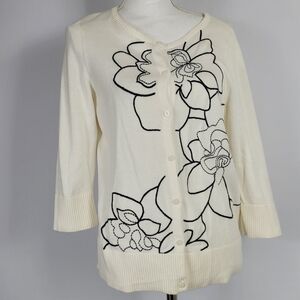 Christopher & Banks Cream Button Uplightweight Cardigan Size Medium